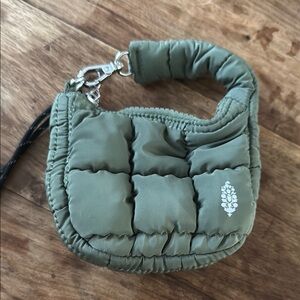 Free People- olive green mini puff bag key chain